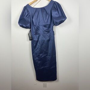 Kay Unger New York Chara Tea Length Indigo Dress Women’s Size 8 NWT Belt Missing